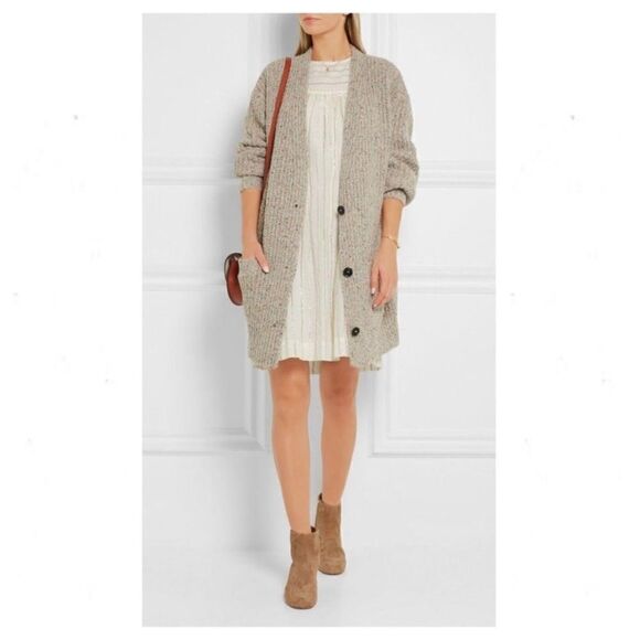 Isabel Marant Etoile Hamilton Wool Tan Gray Cardigan Oversized Size M - Picture 5 of 14